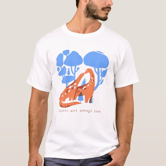 Queer was altijd hier in Dinosaur LGBT Gay T-shirt (Voorkant)