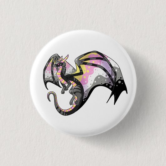 Queerplatonic Pride Dragon Ronde Button 3,2 Cm (Voorkant)