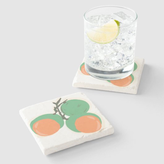 Quenepas Spaanse Limoenen Fruit Handgetekend Stenen Onderzetter (Zijkant)