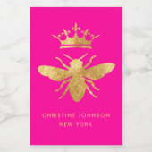 Quenn bee bedankt je voor elke kleur wijn etiket (Enkel label)