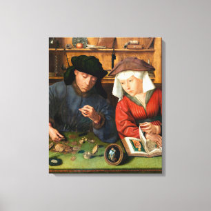 Quentin Matsys - De Geldwisselaar en Zijn Vrouw Canvas Afdruk