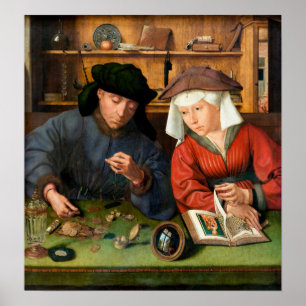 Quentin Matsys - De Geldwisselaar en zijn Vrouw Poster