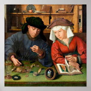 Quentin Matsys - De Geldwisselaar en Zijn Vrouw Poster