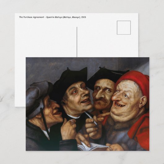 Quentin Matsys - de koopovereenkomst Briefkaart (Voorkant / Achterkant)