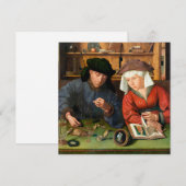 Quentin Matsys - de Moneylender en zijn vrouw Bedankkaart (Voorkant / Achterkant)