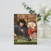 Quentin Matsys - de Moneylender en zijn vrouw Briefkaart (Staand voorkant)