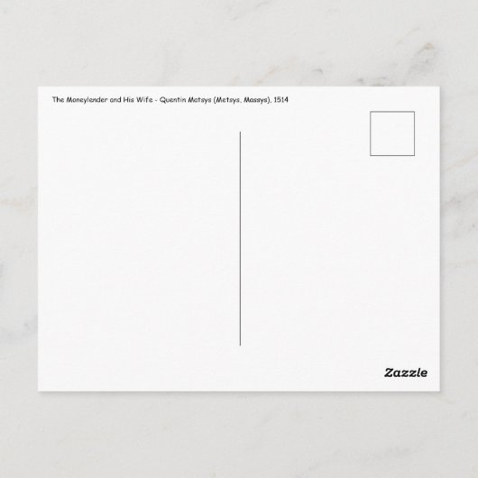 Quentin Matsys - de Moneylender en zijn vrouw Briefkaart (Achterkant)