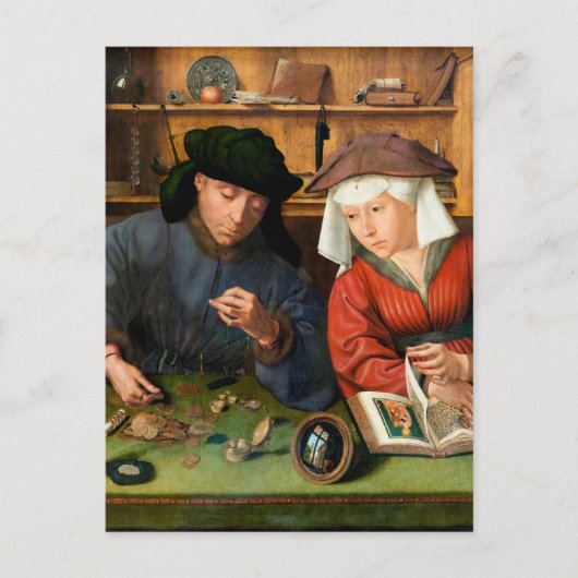 Quentin Matsys - de Moneylender en zijn vrouw Briefkaart (Voorkant)
