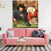 Quentin Matsys - de Moneylender en zijn vrouw Canvas Afdruk (Insitu (Woonkamer))