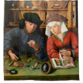 Quentin Matsys - de Moneylender en zijn vrouw Douchegordijn (Voorkant)