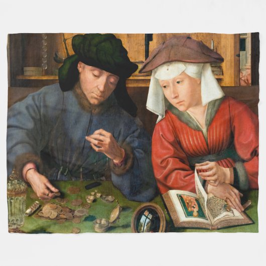 Quentin Matsys - de Moneylender en zijn vrouw Fleece Deken (Voorkant (Horizontaal))