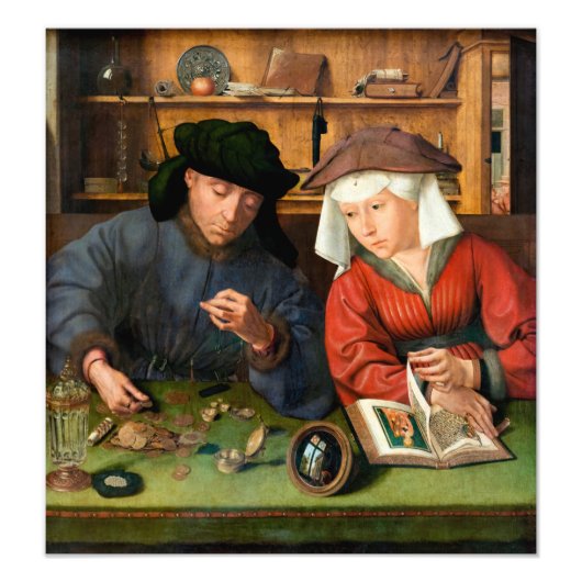 Quentin Matsys - de Moneylender en zijn vrouw Foto Afdruk (Voorkant)