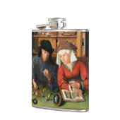 Quentin Matsys - de Moneylender en zijn vrouw Heupfles (Links)