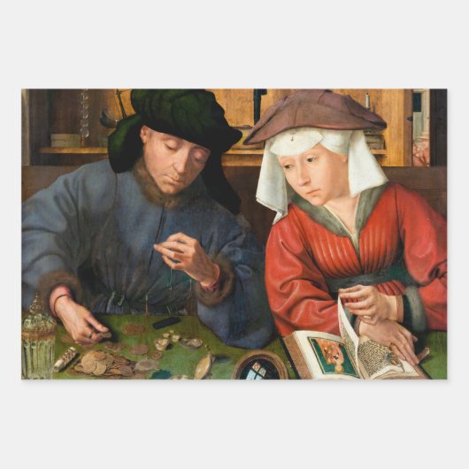 Quentin Matsys - de Moneylender en zijn vrouw Inpakpapier Vel (Voorkant)