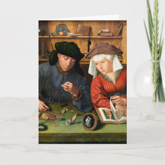 Quentin Matsys - de Moneylender en zijn vrouw Kaart (Voorkant)