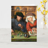 Quentin Matsys - de Moneylender en zijn vrouw Kaart (Gele Bloem)