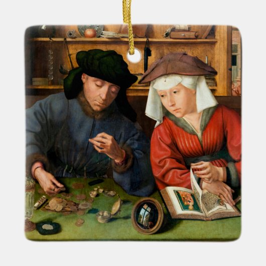 Quentin Matsys - de Moneylender en zijn vrouw Keramisch Ornament (Voorkant)