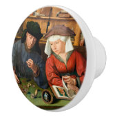 Quentin Matsys - de Moneylender en zijn vrouw Keramische Knop (Rechts)