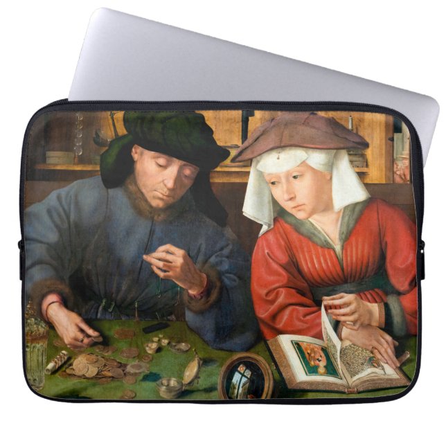 Quentin Matsys - de Moneylender en zijn vrouw Laptop Sleeve (Voorkant)