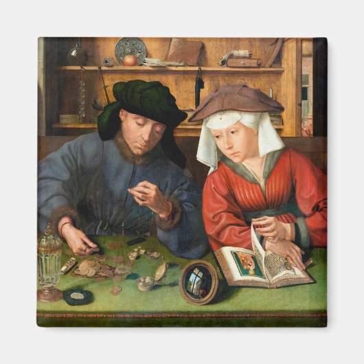Quentin Matsys - de Moneylender en zijn vrouw Magneet (Voorkant)