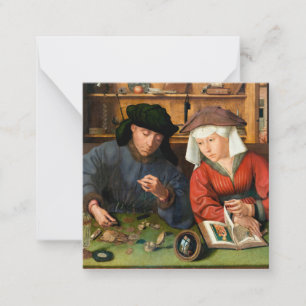 Quentin Matsys - de Moneylender en zijn vrouw Notitiekaartje
