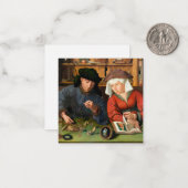 Quentin Matsys - de Moneylender en zijn vrouw Notitiekaartje (Voorkant / Achterkant in situ)