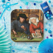 Quentin Matsys - de Moneylender en zijn vrouw Papieren Bordje (Feest)