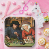 Quentin Matsys - de Moneylender en zijn vrouw Papieren Bordje (Feest)