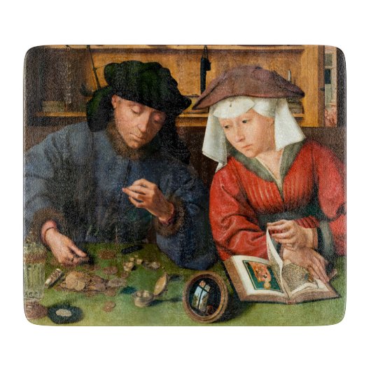 Quentin Matsys - de Moneylender en zijn vrouw Snijplank (Voorkant)