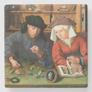 Quentin Matsys - de Moneylender en zijn vrouw Stenen Onderzetter