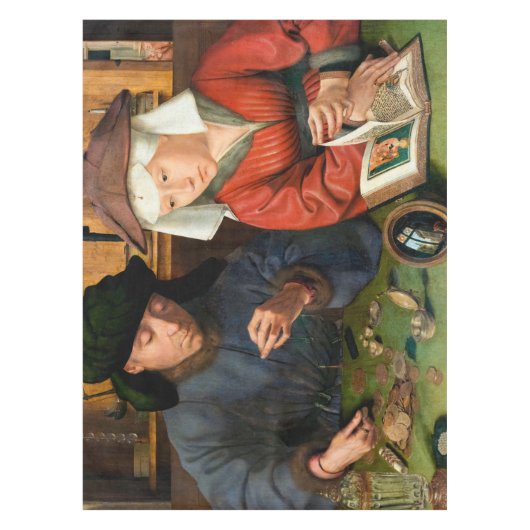 Quentin Matsys - de Moneylender en zijn vrouw Tafelkleed (Voorkant)