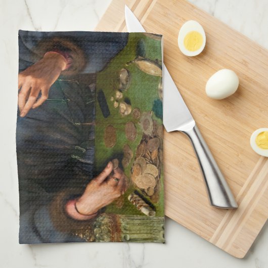 Quentin Matsys - de Moneylender en zijn vrouw Theedoek (Quarter Fold)