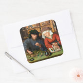 Quentin Matsys - de Moneylender en zijn vrouw Vierkante Sticker (Envelop)