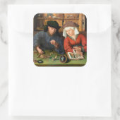 Quentin Matsys - de Moneylender en zijn vrouw Vierkante Sticker (Tas)
