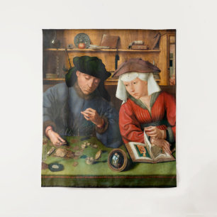 Quentin Matsys - de Moneylender en zijn vrouw Wandkleed
