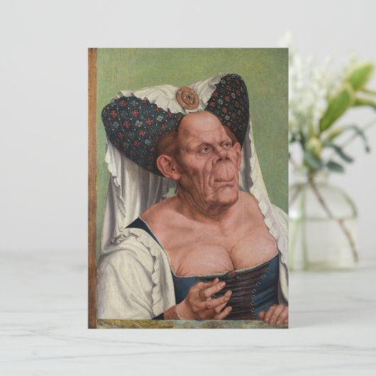 Quentin Matsys - een groteske oude vrouw Bedankkaart (Staand voorkant)