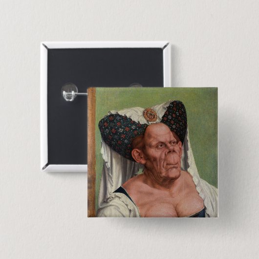Quentin Matsys - een groteske oude vrouw Klassiek Vierkante Button 5,1 Cm (Voorkant /achterkant)