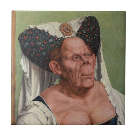 Quentin Matsys - een groteske oude vrouw Tegeltje (Voorkant)