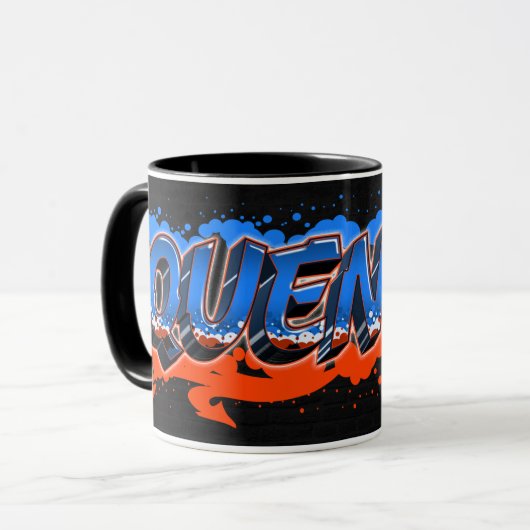 Quentin Vorname Name Graffiti blue orange Tasse Mok (Voorkant links)