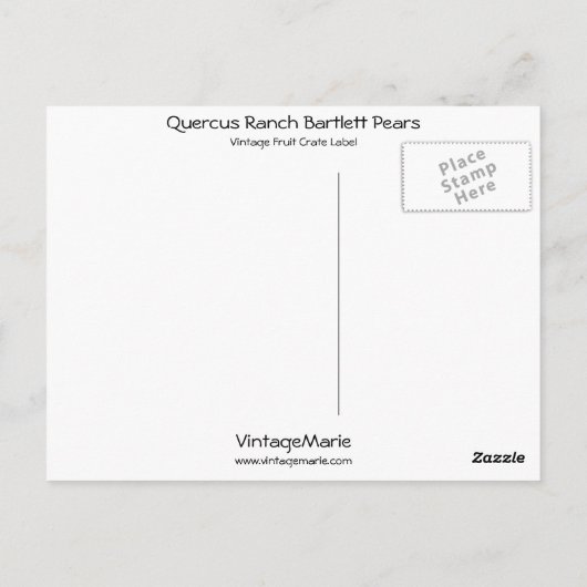 Quercus Ranch Bartlett Pears Briefkaart (Achterkant)