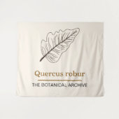 Quercus Robur Minimal Eikenblad Beige Wandkleed (Voorkant (horizontaal))