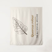 Quercus Robur Minimal Eikenblad Beige Wandkleed (Voorkant)