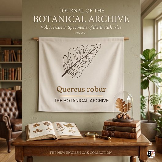 Quercus Robur Minimal Eikenblad Beige Wandkleed