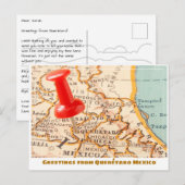 Querétaro Mexico Map Briefkaart (Voorkant / Achterkant)