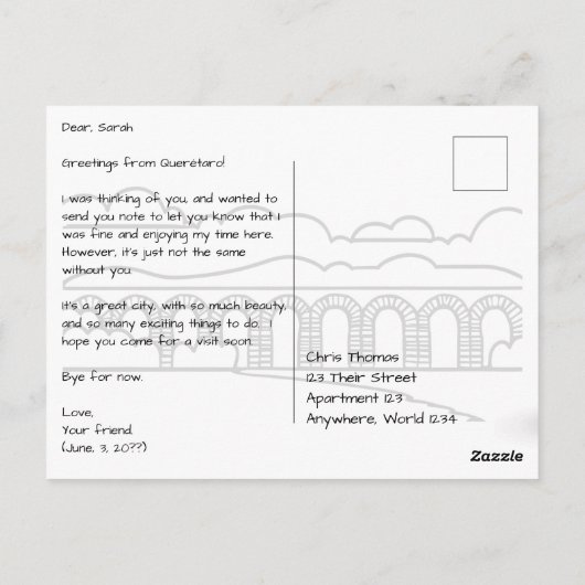 Querétaro Mexico Map Briefkaart (Achterkant)