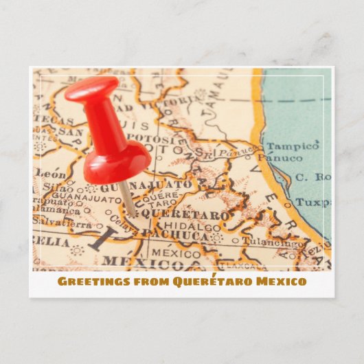 Querétaro Mexico Map Briefkaart (Voorkant)