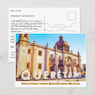 Querétaro Mexico Sign en Church Briefkaart