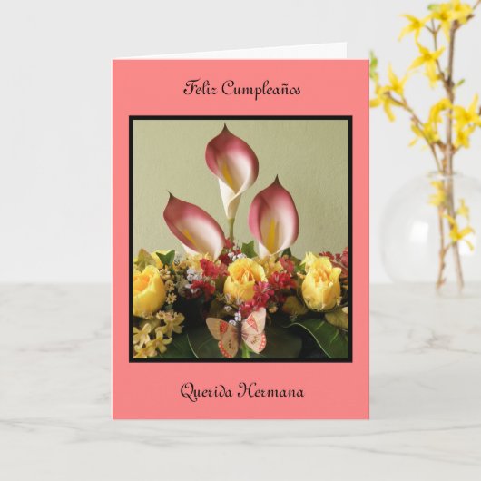 Queridahermana van Cumpleaños van Feliz Kaart (Gele Bloem)