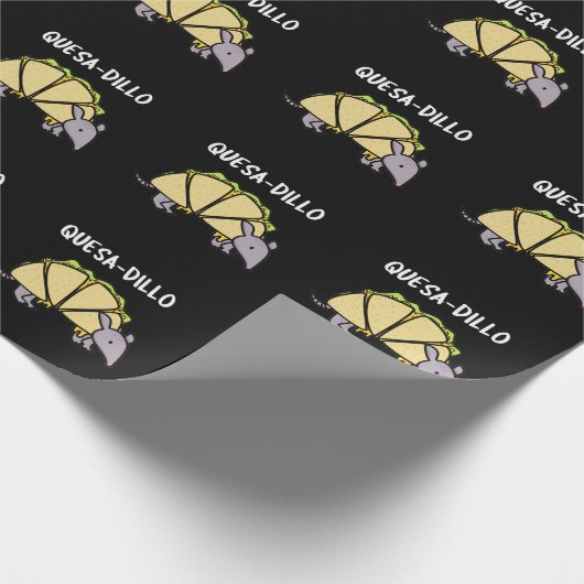 Quesa-Dillo Funny Quesadilla Pun Dark BG Cadeaupapier (Hoek)