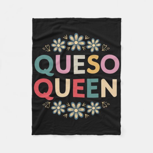 Queso Queen Floral Funny Cinco de Mayo Funny Mexic Fleece Deken (Voorkant)